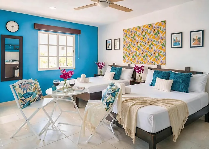 Quiet Mornings, 1br 2br Duplex, 2 Blue Flag Beaches 15 Min Walk, Free Entry, Sleeps 2-8, Full Induction Kitchen Wifi Ac Free Bikes, Markets & Minibus 10 Min, 5th Ave & Cenotes 20 Min, Ado Bus 30 Min, Free Street Parking